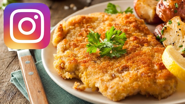 Instagram-Gold geht in Österreich an das Schnitzel. (Bild: stock.adobe.com Instagram Krone KREATIV)