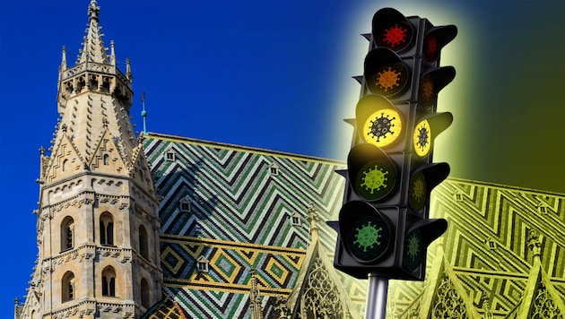 Corona-Ampel: Auch die Bundeshauptstadt Wien ist nun gelb eingefärbt. (Bild: stock,adobe.com, Krone KREATIV)