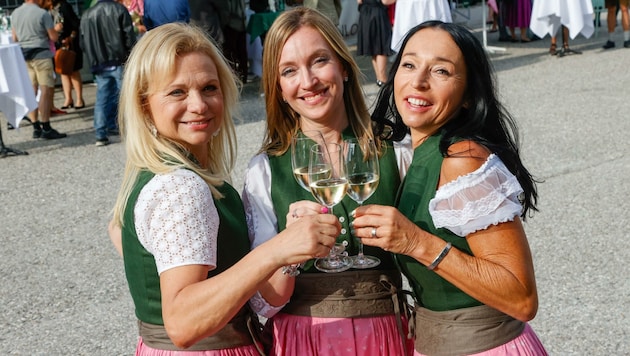 Andrea Lämmerhofer, Sabine Rath und Ulrike Kuternig stoßen auf die Vereinsgründung an. (Bild: Tschepp Markus)