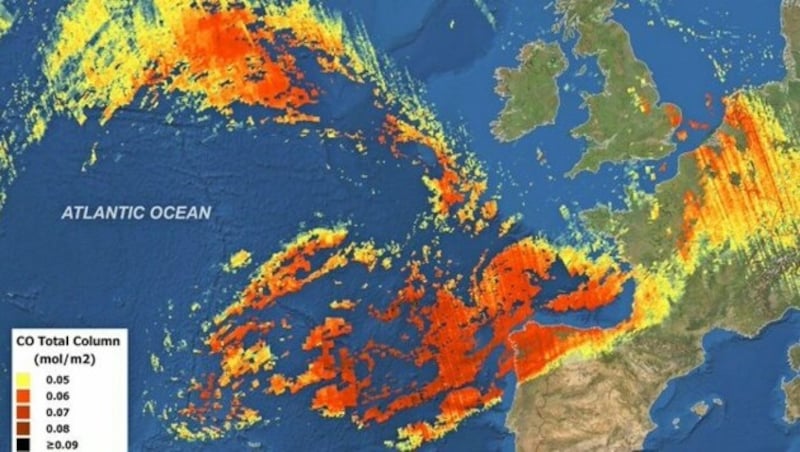 Auf der Iberischen Halbinsel wurden bereits erhöhte CO-Werte gemessen. (Bild: The Copernicus Programme)