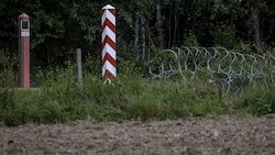 Diese Stacheldrahtrollen sollen durch einen zweieinhalb Meter hohen Grenzzaun ersetzt werden, um den Migrantenansturm aus Weißrussland zu stoppen. (Bild: APA/AFP/Wojtek RADWANSKI)