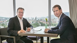 LH Günther Platter beim Arbeitsgespräch mit Bundeskanzler Sebastian Kurz (Bild: Land Tirol/Die Fotografen)