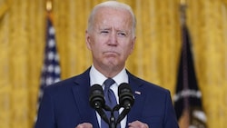 US-Präsident Joe Biden bei seiner emotionalen Ansprache im Weißen Haus nach den Anschlägen in Kabul (Bild: The Associated Press)