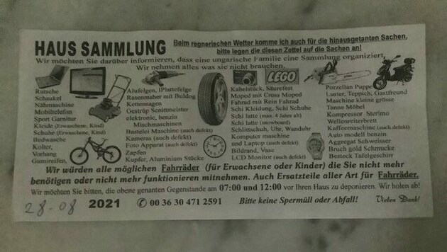Mit diesem Flyer machen die Sammler auf sich aufmerksam (Bild: Stadt Salzburg)