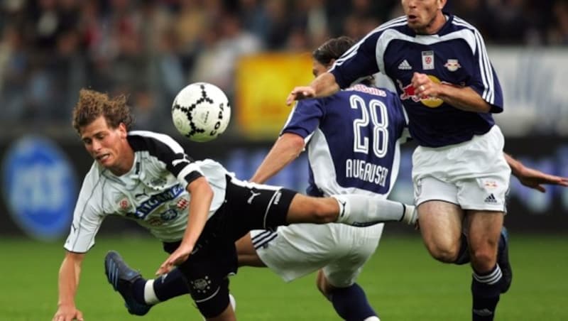 Aufhauser ist ein Ur-Bulle, trug schon mit Wolfi Mair (r.) das Salzburg-Trikot. (Bild: Franz Pammer)