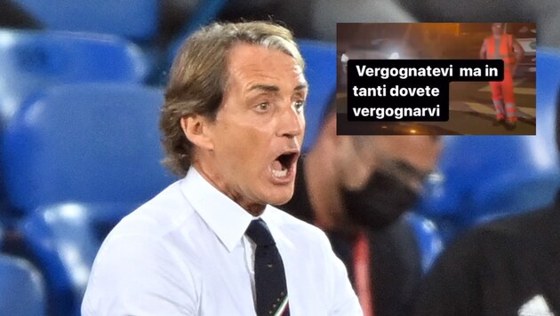 Europameister-Trainer Robert Mancini rastete aus. (Bild: AFP)
