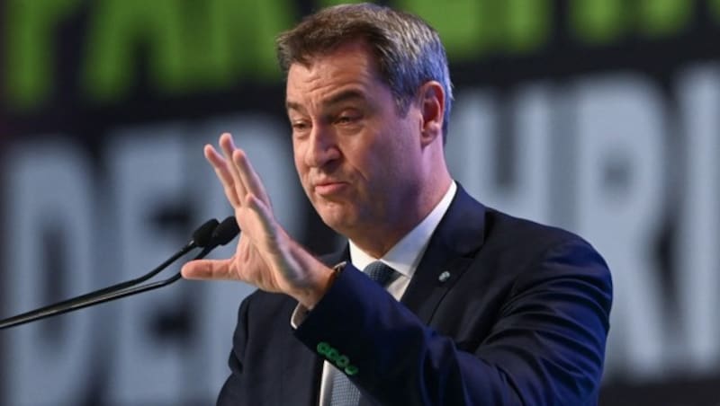 Markus Söder auf dem CSU-Parteitag in Nürnberg (Bild: AFP)