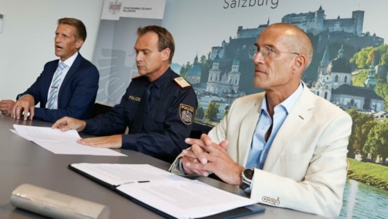 Staatsanwalt Marcus Neher, Polizei-Chef Bernhard Rausch und Kripo-Chef Christian Voggenberger (Bild: Tschepp Markus)