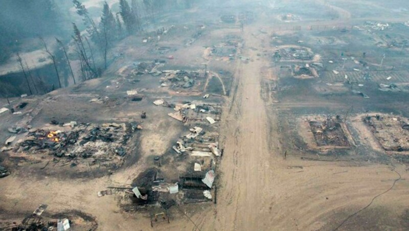 Das Dorf Byas-Kuel im fernen Osten Russlands ist schwer in Mitleidenschaft gezogen worden. (Bild: AP)