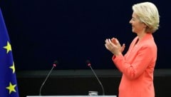 EU-Kommissionschefin Ursula von der Leyen bei ihrer Rede zur Lage der EU (Bild: AP)