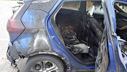Die Überreste eines abgebrannten Chevrolet Bolt (Bild: APA/AFP/VERMONT STATE POLICE)