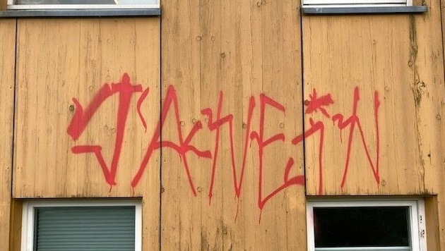 Graffitis wie dieses haben die Polizei auf den Plan gerufen. (Bild: LPD Vorarlberg)