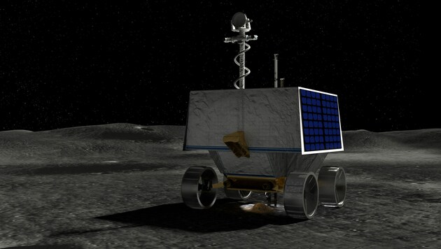Künstlerische Illustration: Der NASA-Rover VIPER auf der Mondoberfläche (Bild: AFP/NASA)