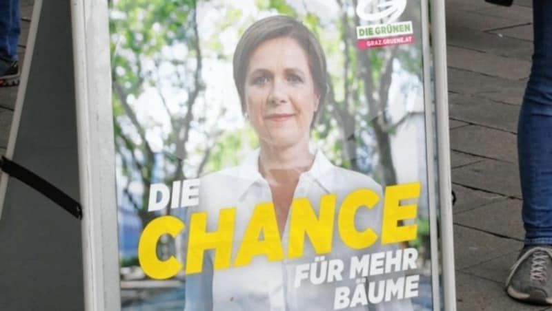 Ein Plakat der Grünen. (Bild: Christian Jauschowetz)