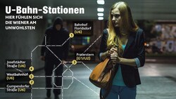 U6 und Bahnhöfe: Die Grafik zeigt die Eindrücke der "Krone"-Leser und krone.at-User. (Bild: stock.adobe.com, Krone KREATIV)