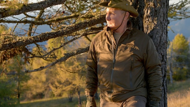 Nein, er posiert nicht für ein Modemagazin - Wladimir Putin macht Urlaub. (Bild: AP/Kremlin Pool Photo/Sputnik/Alexei Druzhinin)