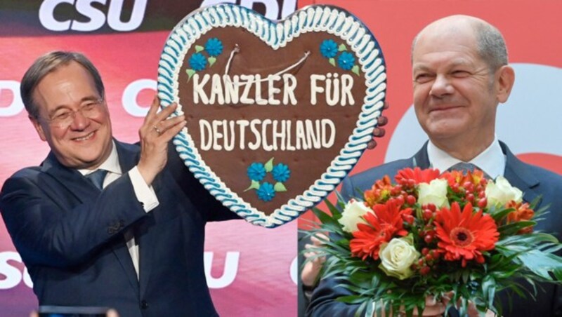 (Bild: Laschet: APA/dpa/Sven Hoppe und Scholz: APA/AFP/Christof STACHE, Krone KREATIV)