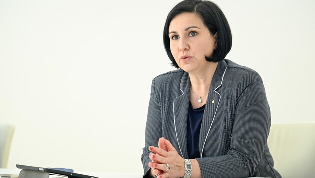Stefanie Christina Huber ist die Vorstandsvorsitzende der Sparkasse Oberösterreich. (Bild: Alexander Schwarzl)