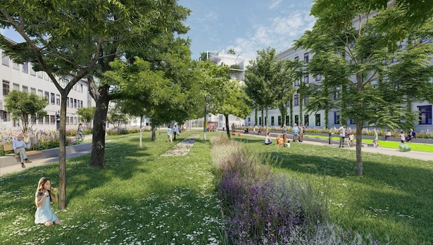 So soll der neue Langauerplatz beim IKEA künftig ausschauen. (Bild: Stadt Wien)