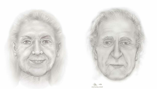 Gesichtsrekonstruktionen der beiden Leichen, die anhand ihrer Schädelknochen angefertigt wurden, brachten diese Bilder. (Bild: Bundeskriminalamt)