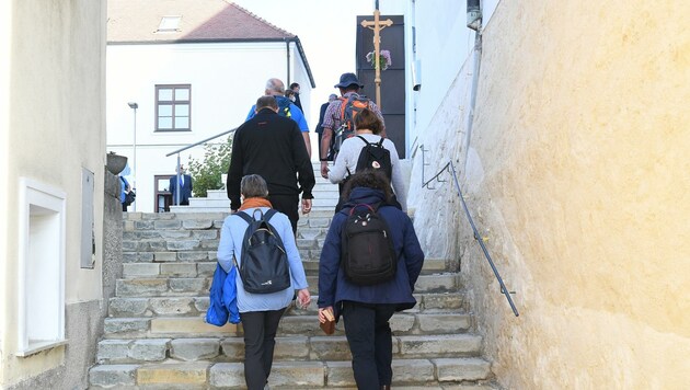 Die Wallfahrer auf den letzten Metern vor der Berkirche in Eisenstadt (Bild: Huber Patrick)