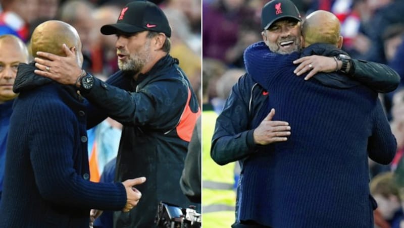 Guardiola und Klopp umarmten sich nach Schlusspfiff herzhaft. (Bild: AP)