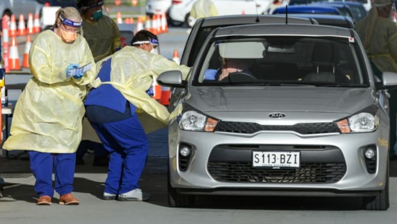 Eine Teststation in Australien (Bild: AFP)