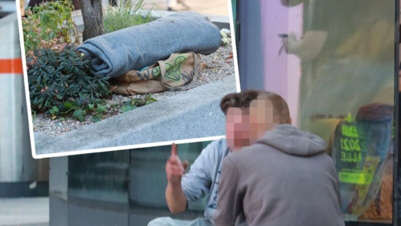 Etliche Obdachlose übernachten auf der Mariahilfer Straße. (Bild: zwefo)