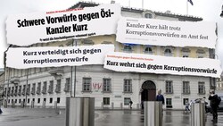 Die deutschen Medien berichteten ausführlich über die Korruptionsermittlungen gegen die türkise ÖVP. (Bild: Bild, SZ, FAZ, Spiegel, Krone KREATIV)