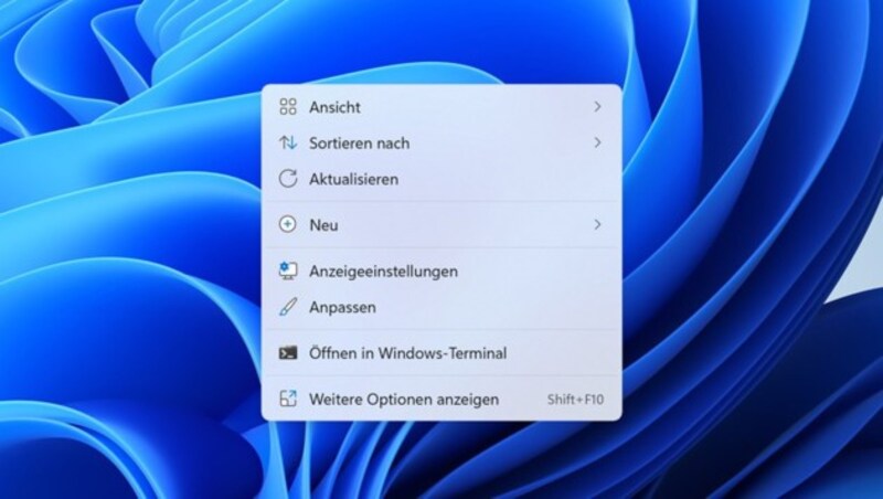 Das neue verschlankte Kontextmenü findet nicht bei allen Windows-Nutzern Zustimmung. (Bild: Microsoft)