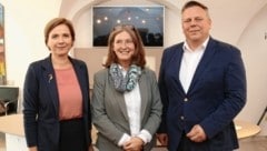 Judith Schwentner (Grüne), Elke Kahr (KPÖ), Michael Ehmann (SPÖ) (Bild: Christian Jauschowetz)