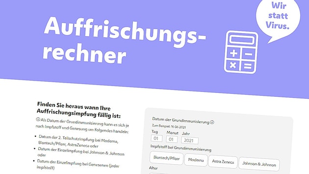 (Bild: Screenshot impfservice.wien/corona/auffrischungsrechner/)