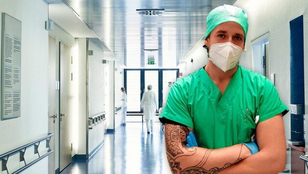 Dominik Wahry arbeitet auf der Intensivstation eines Wiener Krankenhauses. (Bild: stock.adobe.com, zVg, Krone KREATIV)