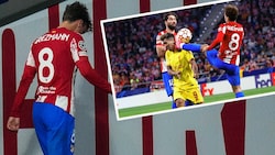 Antoine Griezman traf statt den Ball den Kopf von Liverpool Roberto Firmino (rechtes Bild). (Bild: AP, Reuters)