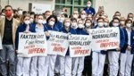 Los empleados del hospital habían pedido la vacunación corona en flash mobs en todo el país el jueves.  (Imagen: Alexander Schwarzl)
