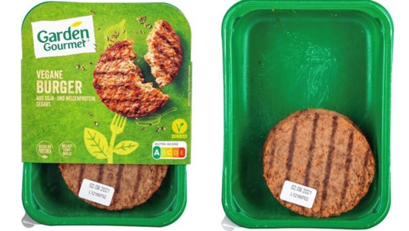 Viel Verpackung für ein veganes Burger-Laibchen. Konsumenten wünschen sich mehr Nachhaltigkeit. (Bild: VK)