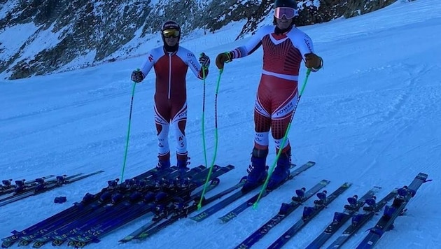 Christopher Neumayer (li.) bei den Ski-Tests mit Bruder Bernard. (Bild: Neumayer)