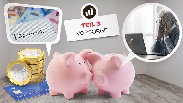 Ob fürs Wohnen oder für die Pension: Wer vorsorgen will, hat die Qual der (Aus-)Wahl. (Bild: Krone KREATIV | Fotos: stock.adobe.com)