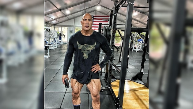 Wow, was für Muckis! Dwayne „The Rock“ Johnson lässt seine Fans über seine muskelbepackten Beine staunen. (Bild: instagram.com/therock)