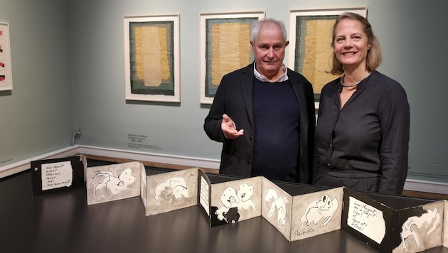 Nathalie Hoyos und Rainald Schumacher kuratierten die Ausstellung im FC. (Bild: Jasmin Gaderer)