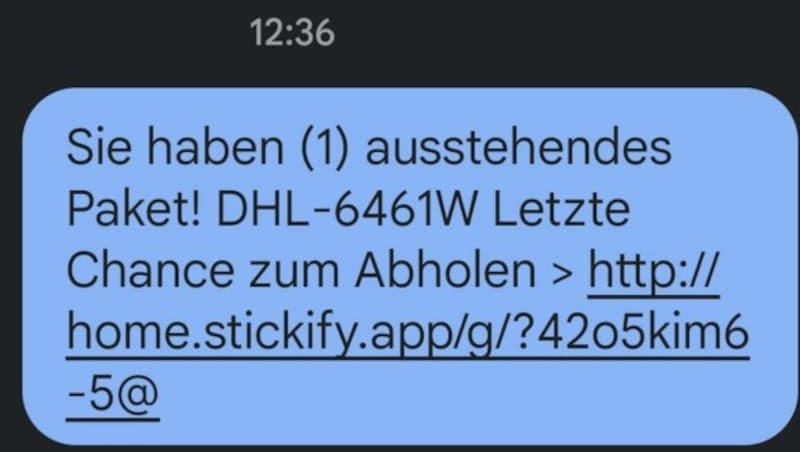 Bei Paket-SMS ist Vorsicht angebracht. Nicht den Link anklicken! Damit lädt man meist Viren aufs Handy. (Bild: zVg)