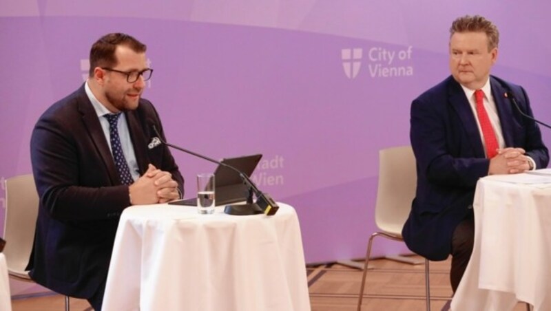 Studienautor Nicolas Stockhammer und Bürgermeister Michael Ludwig (SPÖ, re.) (Bild: Zwefo)