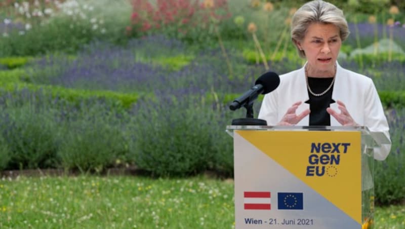 Ursula von der Leyen bei ihrem Wien-Besuch. (Bild: AFP)