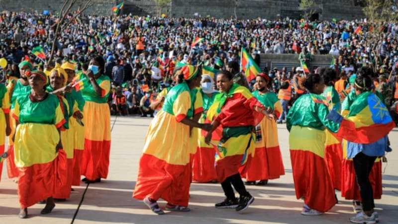 Ein Umzug zur Unterstützung der Truppen in der äthiopischen Hauptstadt Addis Abeba. (Bild: AP)