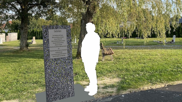 Die Grafische Darstellung der geplanten Granit-Gedenkstätte am Friedhof. (Bild: zVg)