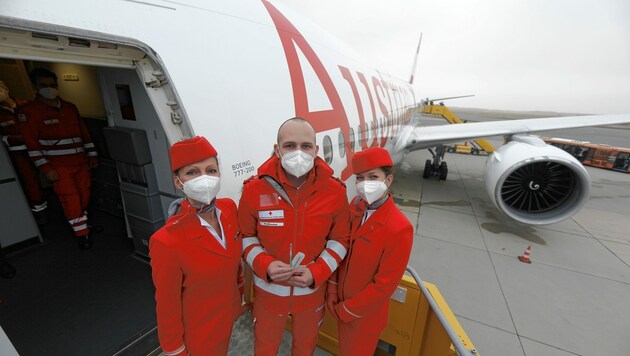 Impfaktion der Austrian Airlines und dem Roten Kreuz Niederösterreich auf dem Flughafen Wien-Schwechat. (Bild: Gerhard Bartel)