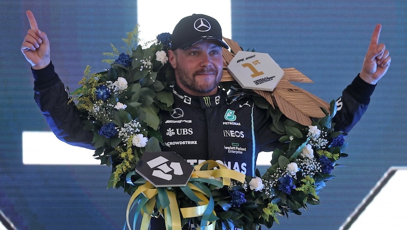 Valtteri Bottas has cheered from the top step of the podium ten times - ten times as a Mercedes driver. (Bild: AFP)