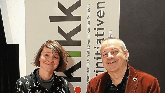 Alina Zeichen von der IG KiKK und Gerald Gröchenig (Bild: Perisutti Tina)