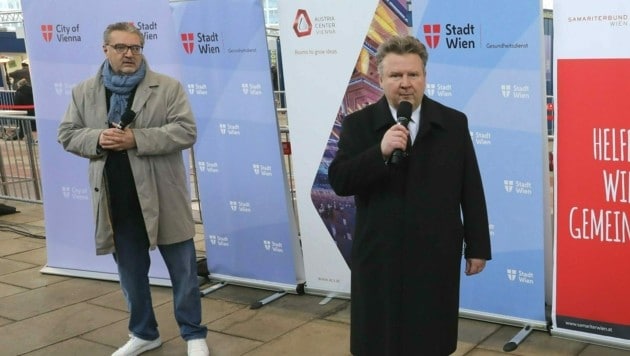 Wiens Bürgermeister Michael Ludwig und Gesundheitsstadtrat Peter Hacker (Bild: Martin Jöchl)
