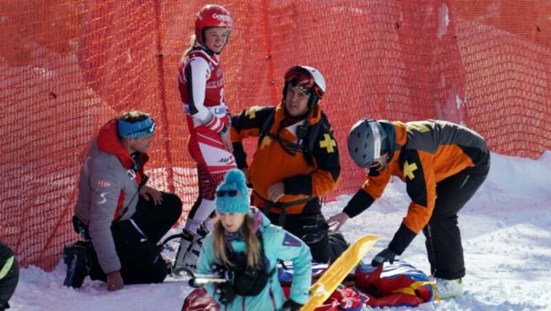 Am 5. Dezember 2019 kam Ariane Rädler beim Training für die Weltcupabfahrt in Lake Louise im „Coaches Corner“ zu Sturz und verletzte sich schwer. (Bild: EXPA Pictures)